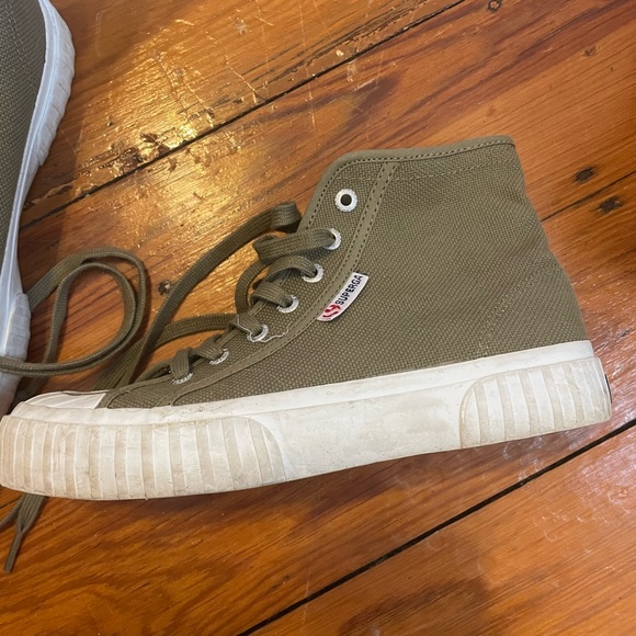 Superga Army Green High Top platform Canvas Sneakers 38/7.5 Great condition - Picture 5 of 6